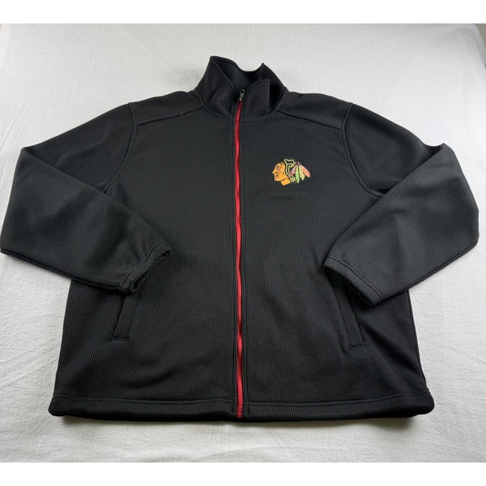 Chicago Blackhawks NHL Official Full Zip Hockey Waffle Knit Jacket Size XL